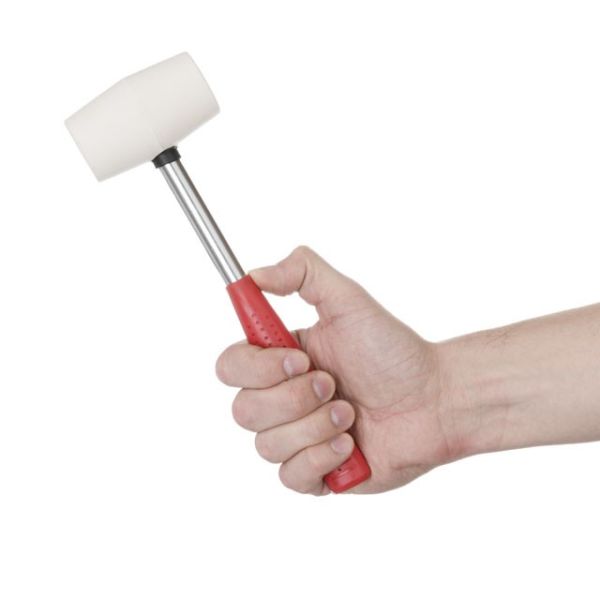 Киянка гумова 225 г, 40 мм, бiла гума, металева ручка INTERTOOL HT-0234