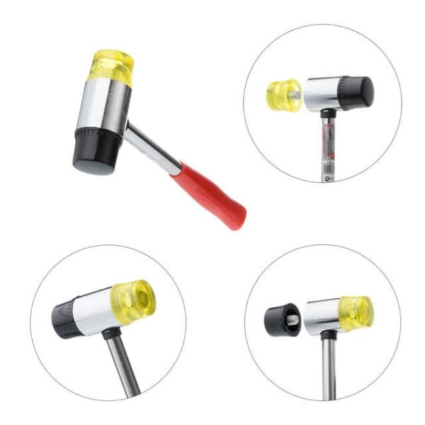 Молоток рихтувальний 35 мм, з металевим руків'ям, гумовий та поліуретановий змінні ударники INTERTOOL HT-0238