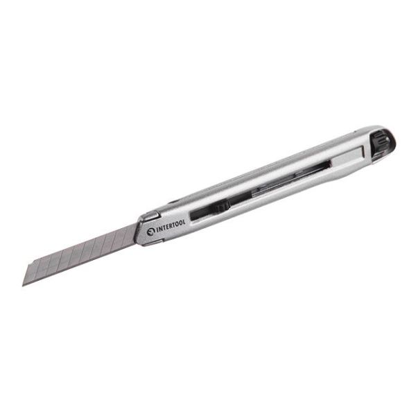 Ніж металевий посилений, лезо - 9 мм, гвинтова фіксація леза INTERTOOL HT-0509