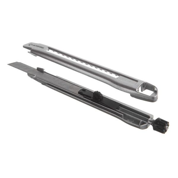 Ніж металевий посилений, лезо - 9 мм, гвинтова фіксація леза INTERTOOL HT-0509