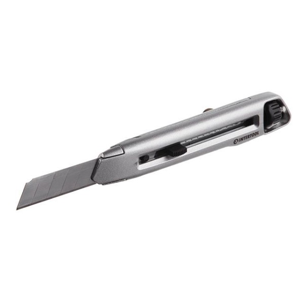 Ніж сегментний 18 мм, металевий, посилений, гвинтова фіксація INTERTOOL HT-0512