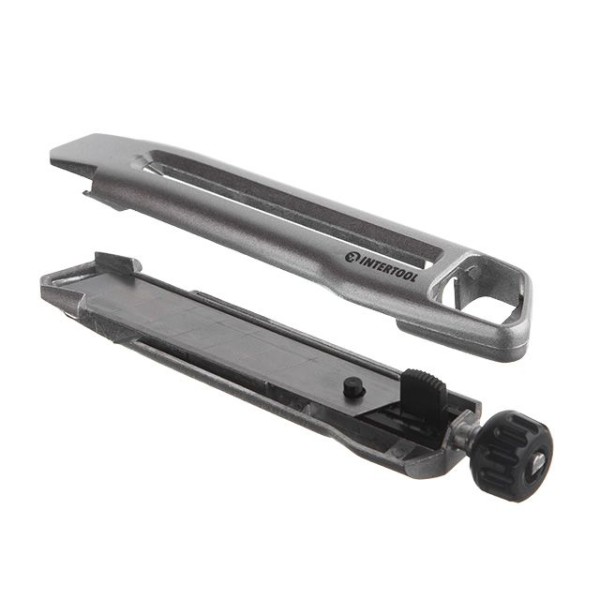 Ніж сегментний 18 мм, металевий, посилений, гвинтова фіксація INTERTOOL HT-0512