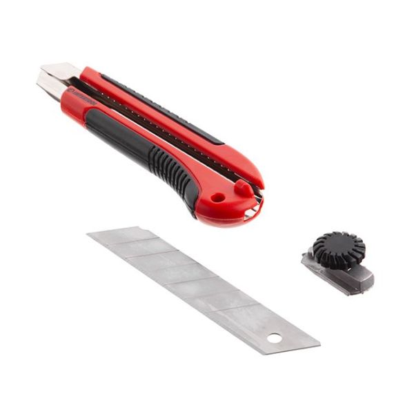 Ніж з металевою напрямною під лезо 25 мм, прогумоване руків'я INTERTOOL HT-0526