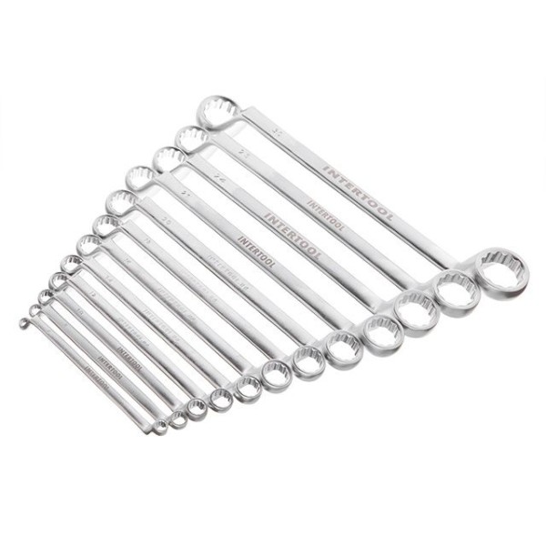 Набір ключів накидних 12 шт, 6-32 мм CrV INTERTOOL HT-1103