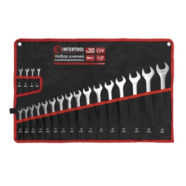 Набір ключів комбінованих 20 од., 6-32 мм, Cr-V, чохол INTERTOOL HT-1253