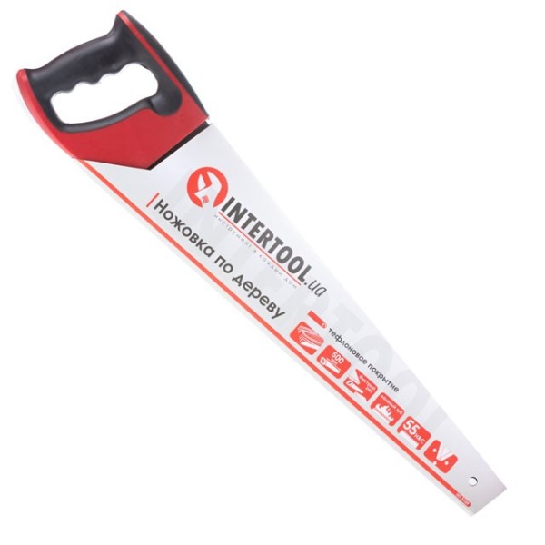 Ножівка по деревині з тефлоновим покриттям 500 мм, з гартованим зубом, потрійне заточування INTERTOOL HT-3109
