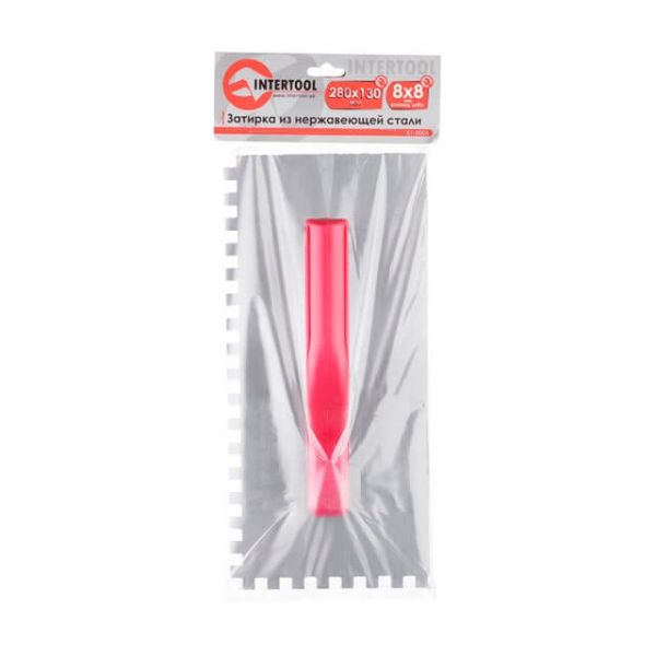 Затирачка сталева оцинкована 280*130мм, 8*8мм INTERTOOL KT-0006
