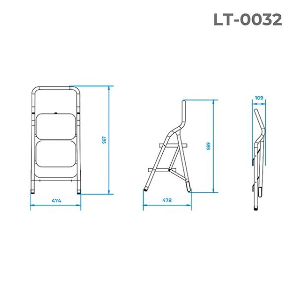 Стрем'янка, 2 сходини 380*260 мм, висота - 889 мм INTERTOOL LT-0032
