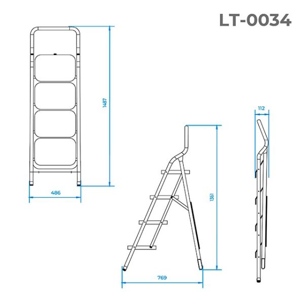 Стрем'янка сталева, 4 сходи, 380*260 мм, висота - 1361 мм INTERTOOL LT-0034