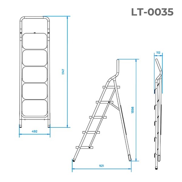Стрем'янка сталева, 5 сходів, 380*260 мм, висота 1625 мм INTERTOOL LT-0035