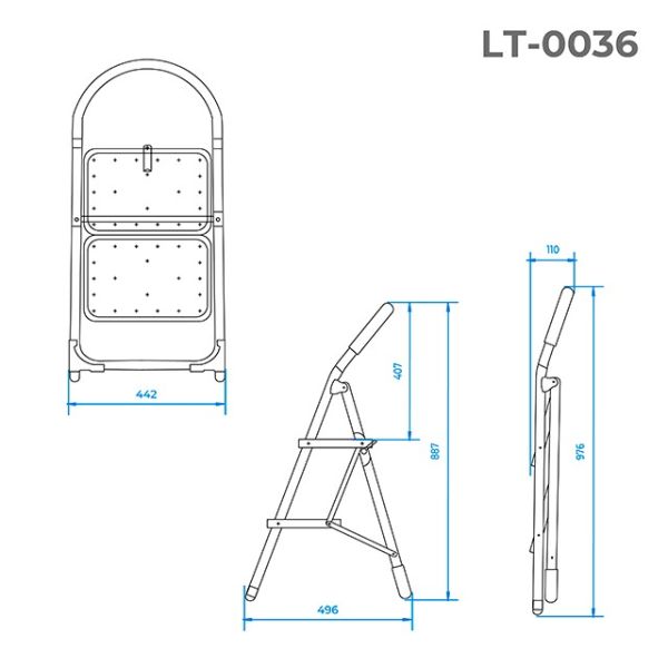 Стрем’янка 2 сходинки, висота - 887 мм INTERTOOL LT-0036