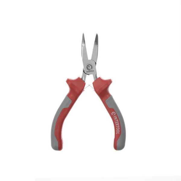 Плоскогубці подовжені вигнуті прецизійні з двокомпонентними накладками на рукоятках, 115 мм INTERTOOL NT-0103