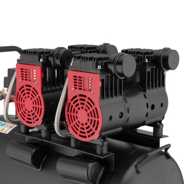 Компресор 50 л, 2x1.1 кВт, 220 В, 8 aтм, 320 л/хв., 1400 об/хв., малошумний, безмасляний, 4 циліндра INTERTOOL PT-0027