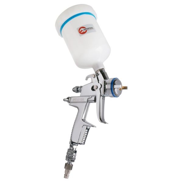 Фарбопульт пневматичний HVLP II професійний, форсунка 1,3 мм, верхній пластиковий бачок 600 мл, 2 бар INTERTOOL PT-0105