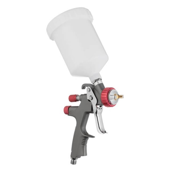Фарбопульт пневматичний LVLP TEFLON професійний, форсунка 1.3 мм, верхній пластиковий бачок 600 мл, 1.5 бар, STORM INTERTOOL PT-0143