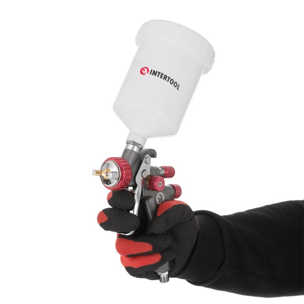 Фарбопульт пневматичний LVLP TEFLON професійний, форсунка 1.8 мм, верхній пластиковий бачок 600 мл., 1.5 бар, STORM INTERTOOL PT-0148