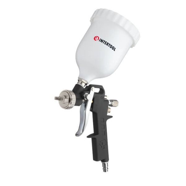 Фарбопульт пневматичний HP, форсунка 1,5 мм, верхній пластиковий бачок 600 мл, 3 регулювання, 5 бар INTERTOOL PT-0210