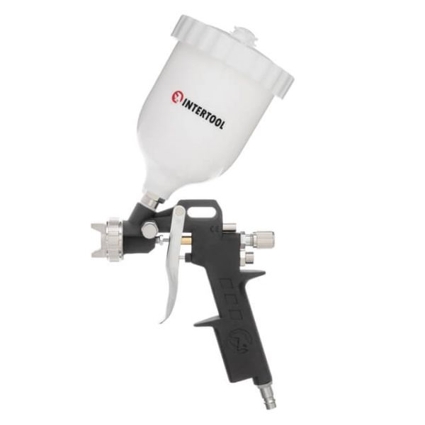 Фарбопульт пневматичний HP, форсунка 1,5 мм, верхній пластиковий бачок 600 мл, 3 регулювання, 5 бар INTERTOOL PT-0210