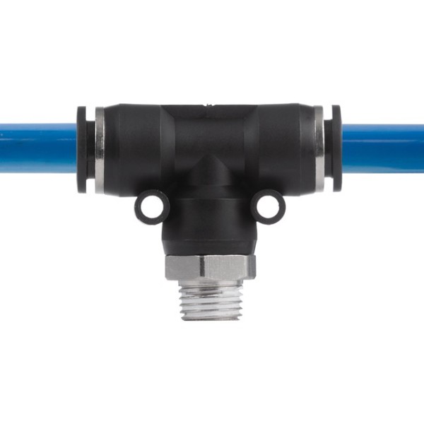 З'єднання цангове Т-подібне для поліуретанових та ін. шлангів 10*10 мм, 1/4