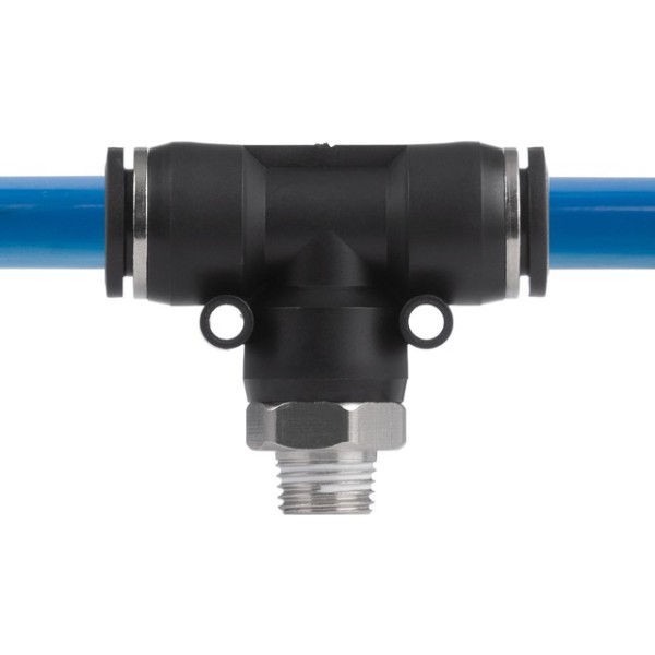 З'єднання цангове Т-подібне для поліуретанових та ін. шлангів 12*12 мм, 1/4