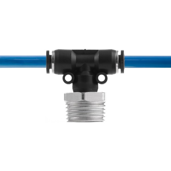 З'єднання цангове Т-подібне для поліуретанових та ін. шлангів 6*6 мм, 1/2