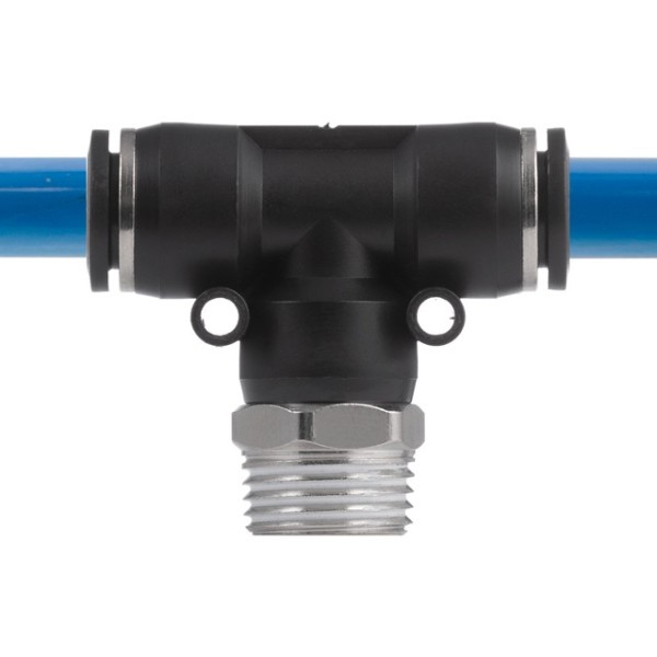 З'єднання цангове Т-подібне для поліуретанових та ін. шлангів 12*12 мм, 1/2