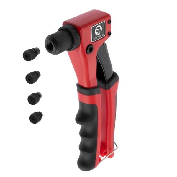 Пістолет заклепувальний ручний 215 мм, діаметр застосовуваної заклепки - 2.4; 3.2; 4; 4.8 мм INTERTOOL RT-0014