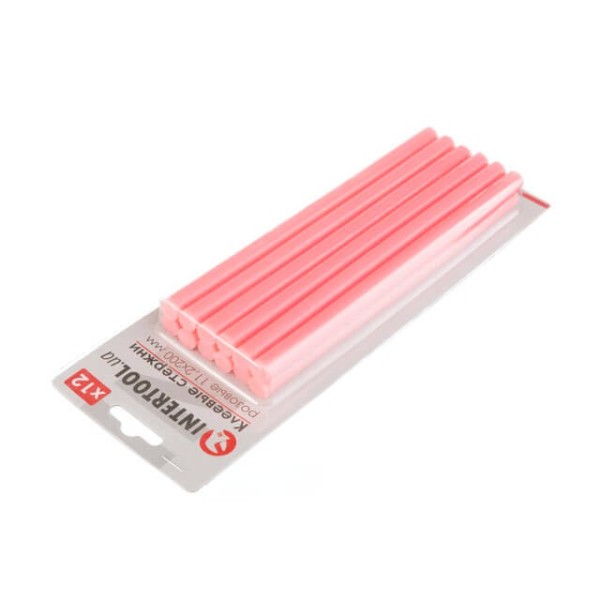 Комплект стрижнів клейових рожевих 11,2 мм * 200 мм, 12 шт. INTERTOOL RT-1046