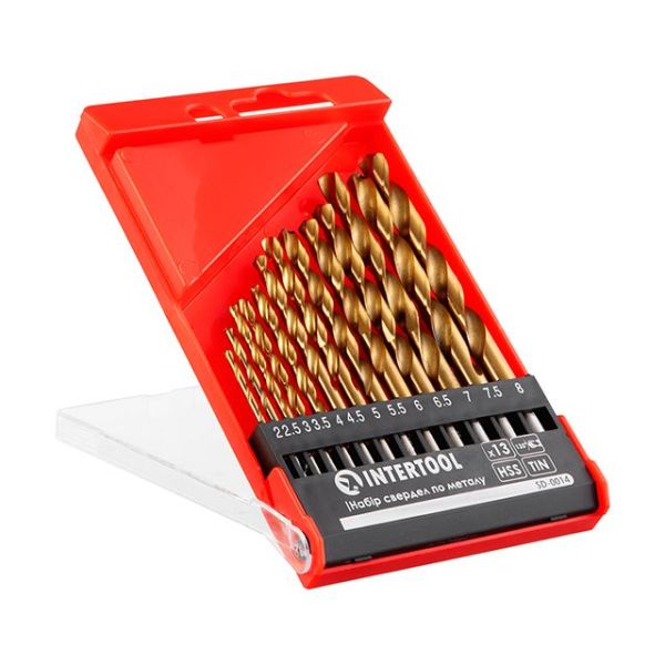 Набір свердел по металу DIN338 HSS 13 шт (2-8 мм), покриття - Ti INTERTOOL SD-0014