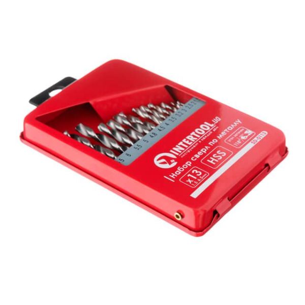 Набір свердел по металу HSS, 13 шт (1.5 - 6.5), полірована сталь INTERTOOL SD-0113