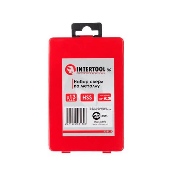 Набір свердел по металу HSS, 13 шт (1.5 - 6.5), полірована сталь INTERTOOL SD-0113