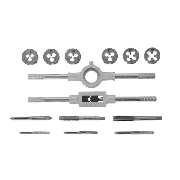 Набір плашок M3-M10 і мітчиків M3-M10, 14 од. INTERTOOL SD-8024