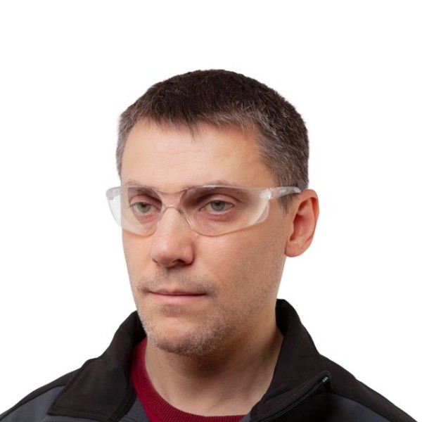 Окуляри захисні прозорі, матеріал лінз - полікарбонат, матеріал завушників - полікарбонат, захист від удару INTERTOOL SP-0087