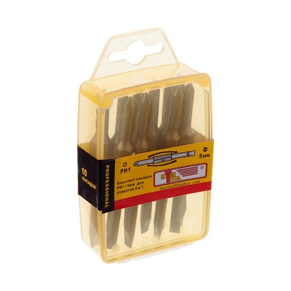 Комплек насадок до викруток PH1/SL5 мм 4 в 1 (10 од./упак.) INTERTOOL VT-0061