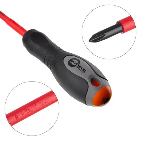 Викрутка хрестова ізольована PH1 * 80 мм, 1000 В INTERTOOL VT-3211
