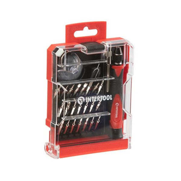 Викрутка прецизійна з комплектом насадок 29 од., Cr-V INTERTOOL VT-3336