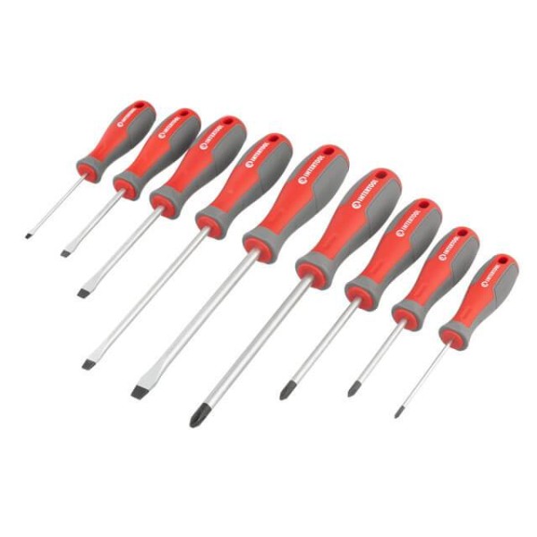 Набір викруток 9 од. (SL3.0 * 75 мм, SL5.0 * 75 мм, SL6.0 * 100 мм, SL6.0 * 150 мм, SL8.0 * 150 мм, PH0 * 75 мм, PH1 * 75 мм, PH2 * 100 мм, PH3 * 150 мм) INTERTOOL VT-3349