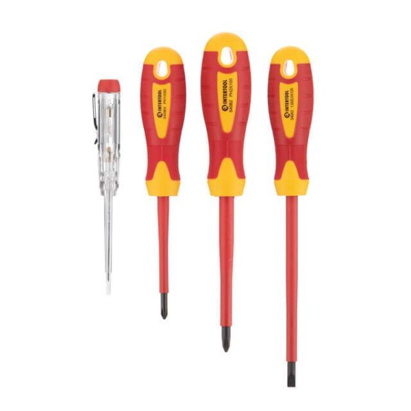 Набір ізольованих викруток з викруткою-індикатором, 4 од VDE (SL1.0 * 5.5 * 125мм, PH1 * 80мм, PH2 * 100мм, викрутка індикатор.), STORM INTERTOOL VT-3604