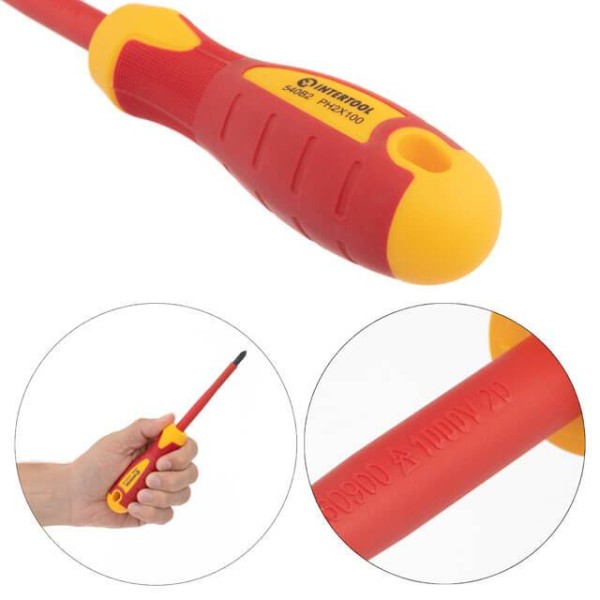 Набір ізольованих викруток з викруткою-індикатором, 4 од VDE (SL1.0 * 5.5 * 125мм, PH1 * 80мм, PH2 * 100мм, викрутка індикатор.), STORM INTERTOOL VT-3604