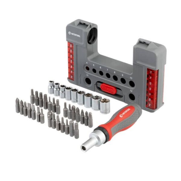 Викрутка реверсивна з комплектом насадок і головок 38 од., STORM INTERTOOL VT-3638