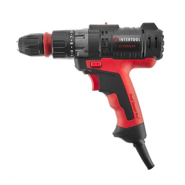 Дриль-шурупокрут електричний 420 Вт, 0-500/0-1800 об/хв., 0.8-10 мм, макс. 20 Nм, знімний патрон INTERTOOL WT-0110