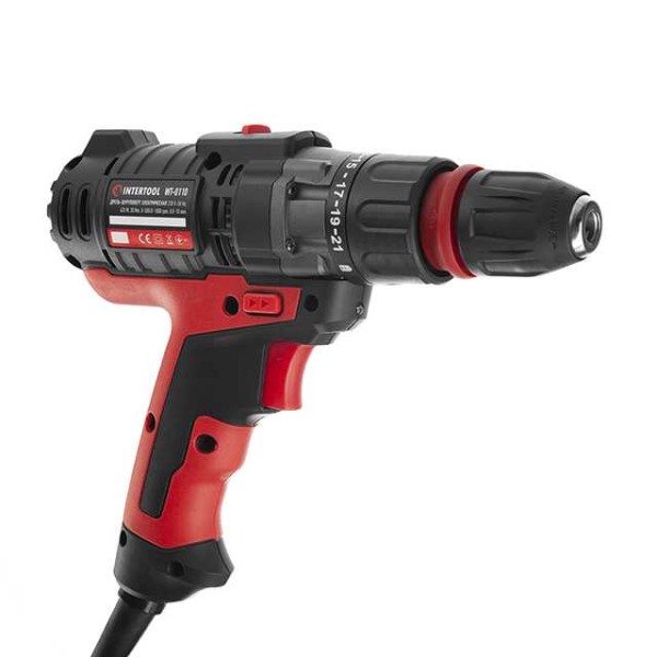 Дриль-шурупокрут електричний 420 Вт, 0-500/0-1800 об/хв., 0.8-10 мм, макс. 20 Nм, знімний патрон INTERTOOL WT-0110