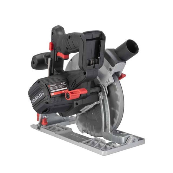 Пила дискова акумуляторна з безщітковим двигуном 20 В, 4500 об/хв., кут 90°/45°, глибина розпилу 62/45 мм, диск 190*20 мм, без ЗП та АКБ INTERTOOL WT-0371