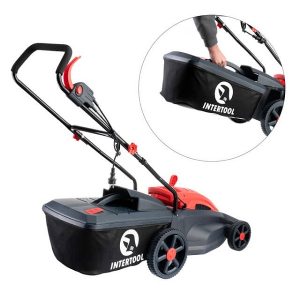 Газонокосарка електрична 1.8 кВт, 230 В~50 Гц, 2850 об/хв, ширина захвату 420 мм, висота зрізу 25-75 мм, контейнер 50 літрів STORM INTERTOOL WT-1201