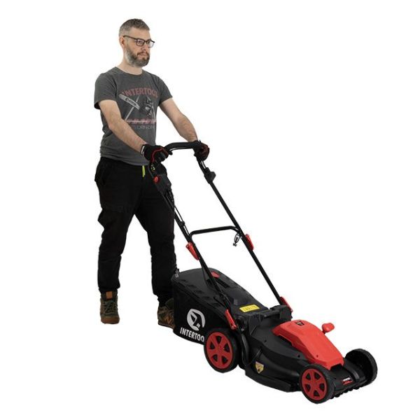 Газонокосарка електрична 1,8 кВт, 230 В, ~50 Гц, 3200 об/хв, ширина захвату 400 мм, висота зрізу 25-75 мм, контейнер 40 л, STORM INTERTOOL WT-2265