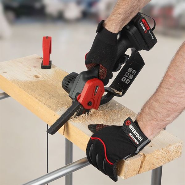 Міні-пилка ланцюгова акумуляторна 20 В, шина 10 см, 4 м/с, літій-іон, 2.0 Ач, ЗП 2А, STORM INTERTOOL WT-9109