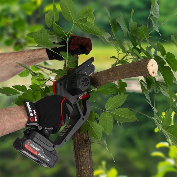 Міні-пилка ланцюгова акумуляторна 20 В, шина 10 см, 4 м/с, літій-іон, 2.0 Ач, ЗП 2А, STORM INTERTOOL WT-9109