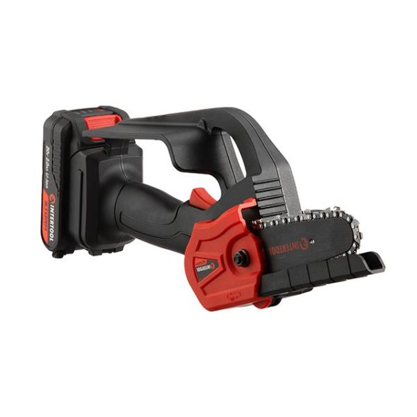 Міні-пилка ланцюгова акумуляторна 20 В, шина 10 см, 4 м/с, літій-іон, 2.0 Ач, ЗП 2А, STORM INTERTOOL WT-9109