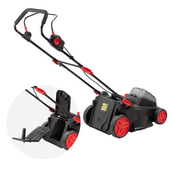 Газонокосарка акумуляторна з безщітковим двигуном 40 В (2х20 В), 3500 об/хв, ширина захвату 370 мм, висота зрізу 25-75 мм, контейнер 40 літрів, без ЗП та АКБ, STORM INTERTOOL WT-9216