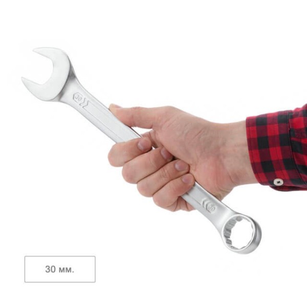 Ключ комбінований 30 мм, CrV, покриття сатин-хром, DIN3113, STORM INTERTOOL XT-1030